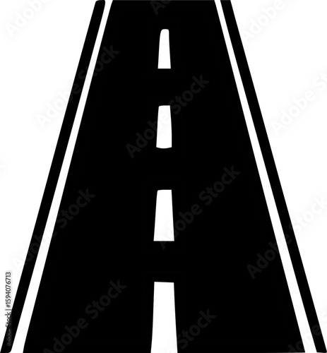A simplified, top-down illustration of a straight road with lane markings.