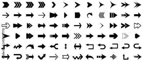 Arrow icon set. Arrow. Cursor. Collection different arrows sign. Black vector arrows icons. Modern simple arrows. Vector illustration