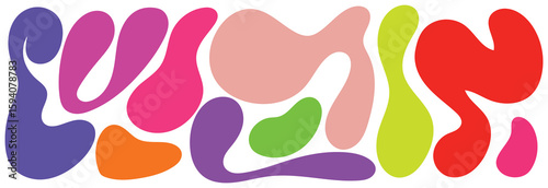 Abstract Liquid Organic Shapes with Gradient. Vector Splash Bubble Forms on a Black Background. Irregular Graphic Elements with Gradations .