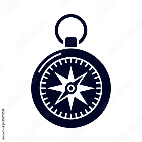 Simple Compass Silhouette Depicting Navigation and Direction, Useful for Travel and Adventure Designs with Nautical Theme