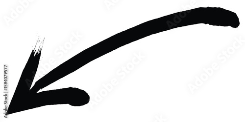 Hand-drawn Black marker arrow isolated on transparent background, arrow mark hand drawn. Arrows icon. Arrow drawn with black marker on white background.