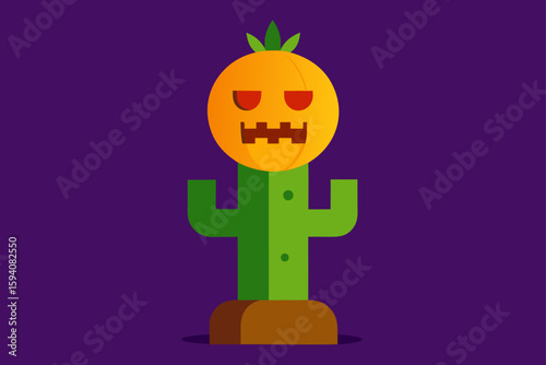 Creepy cauldron with green flames and bats Halloween potion vector illustration