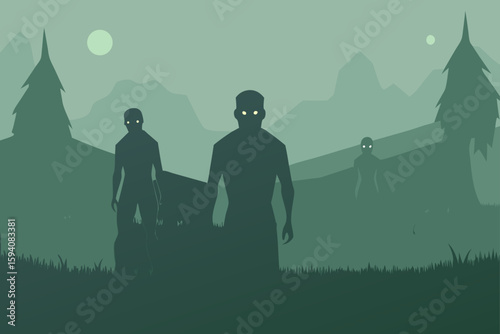 Potion bottle next to cauldron with bats flying Halloween decor vector illustration