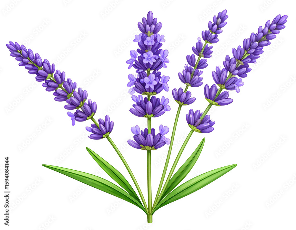 Naklejka premium Botanical Lavender Stem Illustration
