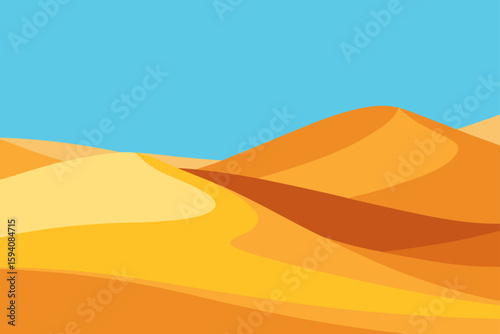 Wide Desert View with Rolling Dunes and Clear Sky