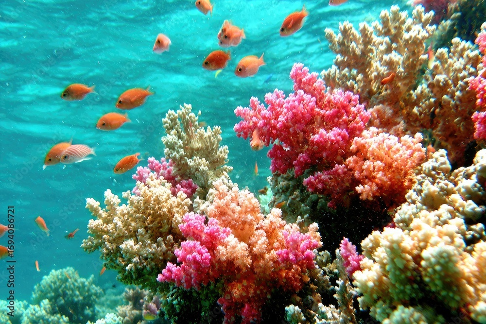 Fototapeta premium Vibrant coral reef teeming with fish (7)