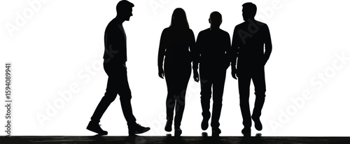 Vector art of a silhouette of people walking together