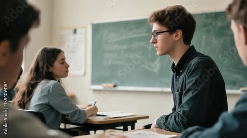 Student Explaining an Idea to Classmates During Study Group Session