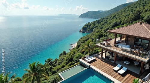 Stunning seaside villa with pool and ocean views in tropical paradise