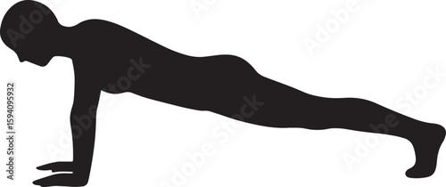 A strong silhouette of a person performing a plank exercise, emphasizing core strength and fitness, ideal for workout guides and healthy lifestyle content