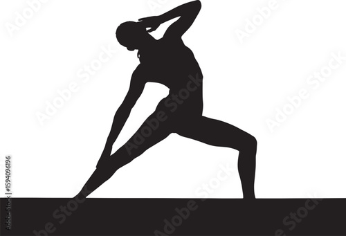 A dynamic silhouette of a woman performing a yoga pose, emphasizing flexibility, strength, and mindful movement, ideal for health and wellness themes