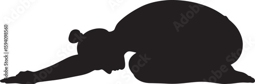 Yoga child's pose silhouette, representing relaxation, meditation, and inner peace, perfect for health, wellness, and fitness-related graphic design projects