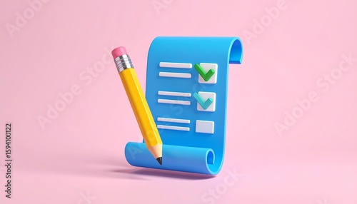 3D Checklist with Pencil