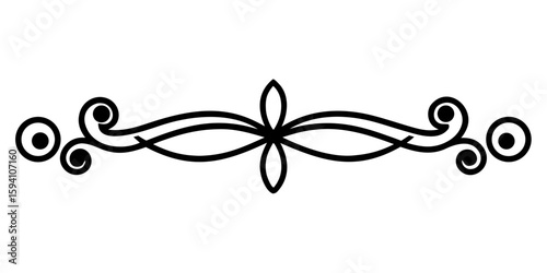 Discover a black vector divider showcasing ornamental vintage scrolls with a delicate floral touch that adds elegance and sophistication to any design project requiring decorative elements.