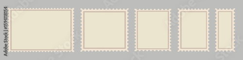 Empty postage stamp borders set. Blank postage stamp. Vintage postage stamp template. Postage icon.  vector illustration. 