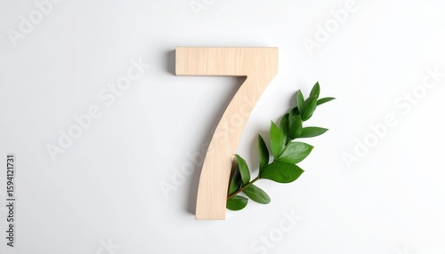 Wooden number seven with greenery (2)