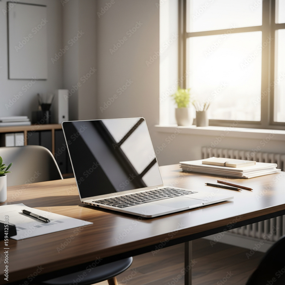 Fototapeta premium office desk with laptop