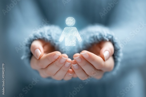 Hands Holding Abstract Person Icon