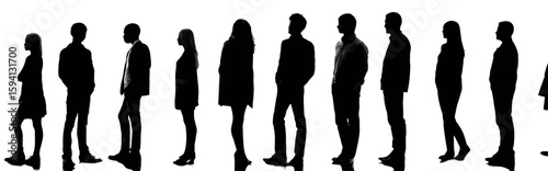 Wallpaper Mural Group of People Standing in a Line Different Poses Black Silhouettes on White Background

 Torontodigital.ca