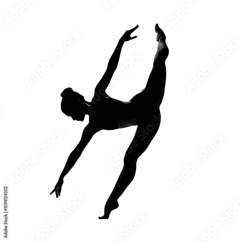 Silhouette of a Gymnast Mid-Cartwheel with Extended Limbs

