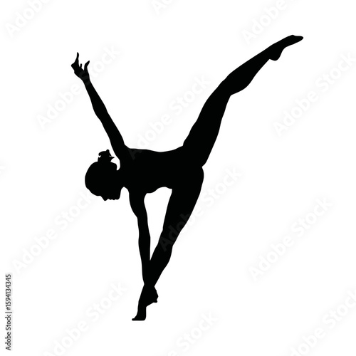 Silhouette of a Gymnast Mid-Cartwheel with Extended Limbs

