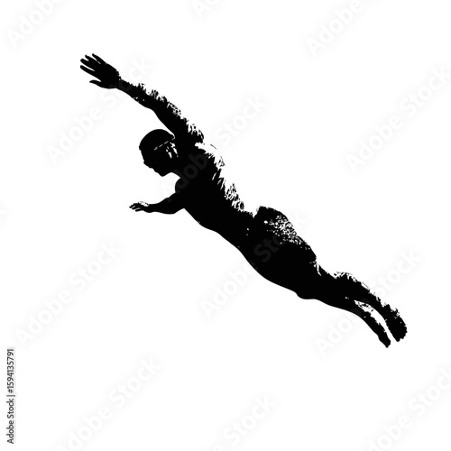 UntitledSilhouette of a Swimmer Diving into Water – Black Outline on White Background

