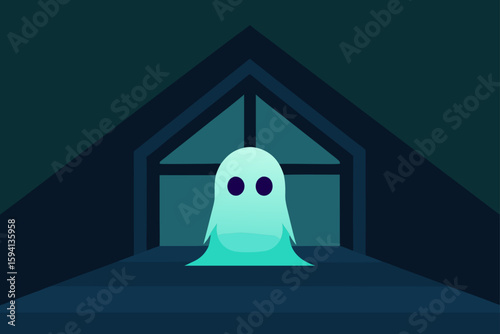 A glowing jack o lantern cup on a windowsill vector illustration