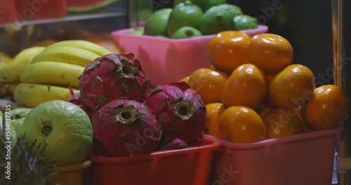 Fresh fruits at Ningxia night market in Taipei handheld shot