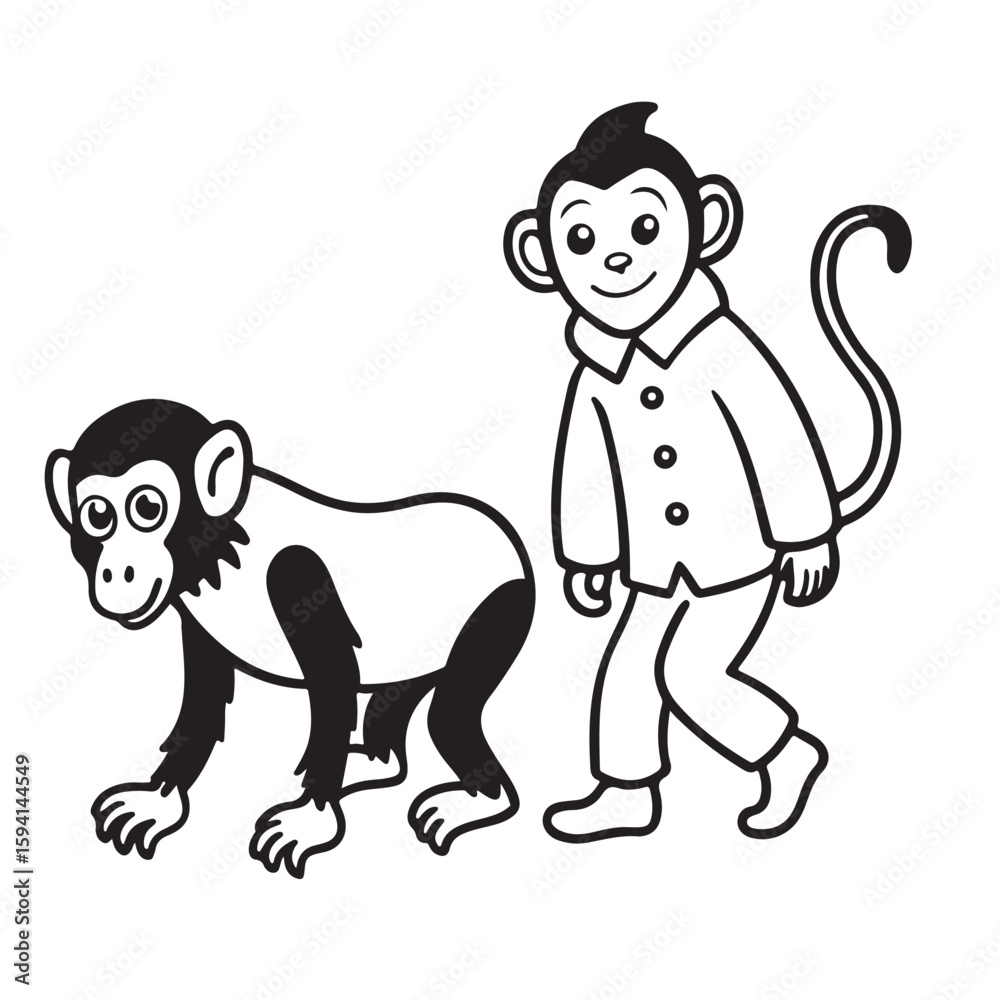 Obraz premium A drawing of a baboon coloring page line art illustration