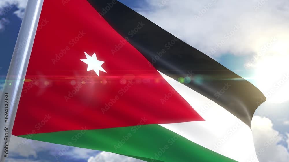 Waving flag of jordan animation