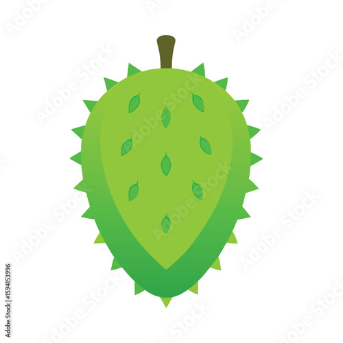 green soursop with thorny texture, exotic fruit vector for tropical wellness branding, skincare packaging, and nutrition visuals