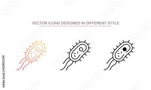 Bacteria icon design with white background stock illustration