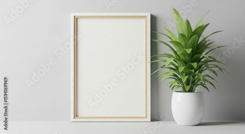 Blank Canvas Mockup With Plant