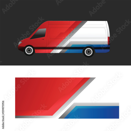 vector design for stickers wrapping the background of the cargo van delivery car body
