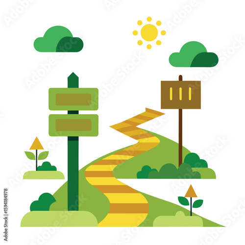 Eco friendly hiking trail with solar powered guidance and air quality sensors