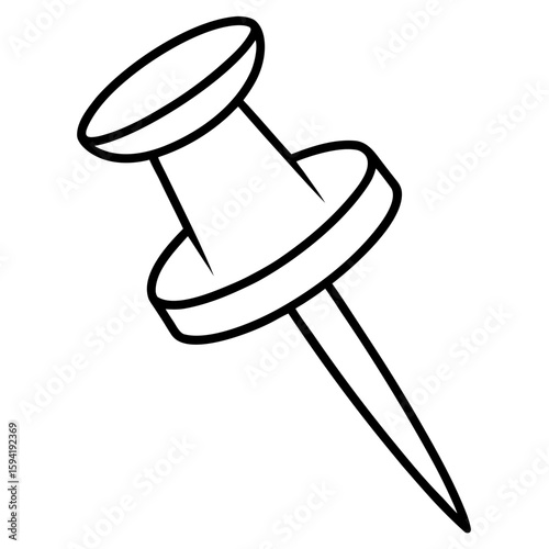Push pin line art vector illustration 