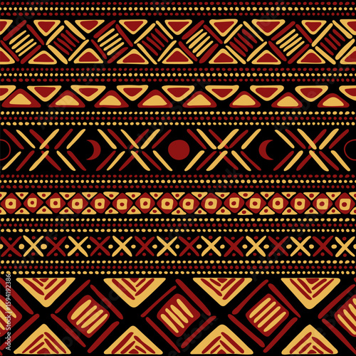 vector seamless pattern. hand drawn geometric shapes and moons. repetitive background. tribal motif. fabric swatch. wrapping paper. design template for textile, linen, home decor