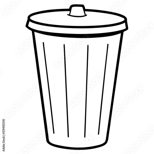 Trash bin line art vector illustration 
