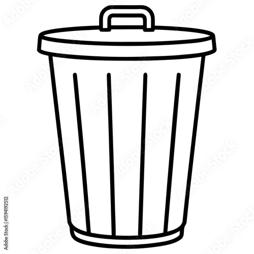 Trash bin line art vector illustration 