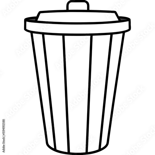 Trash bin line art vector illustration 