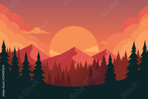 Peaceful Forest Clearing With Sunset Mist