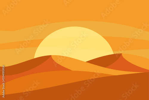 Sunset Casting Golden Hue Over Sand Dunes