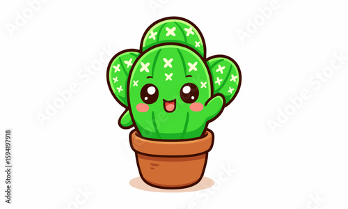 Cute cactus mascot cartoon illustration