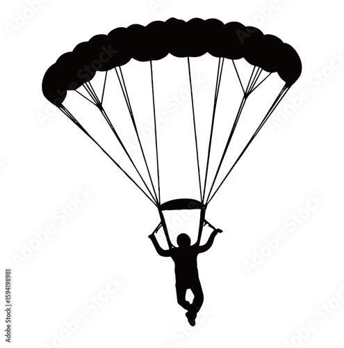 silhouette image of a skydiver with a transparent background