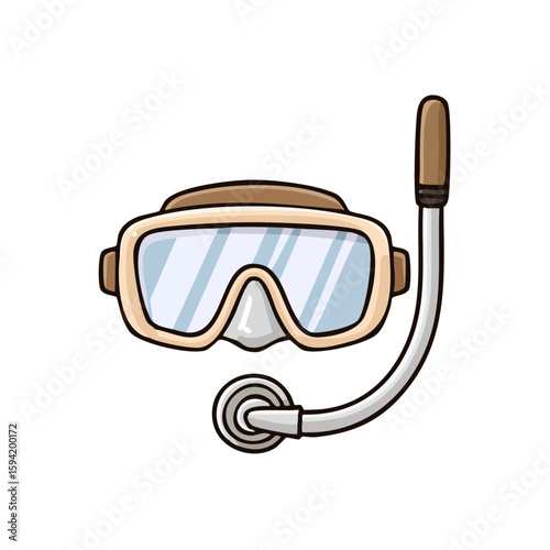 Diving mask and snorkel. Ideal for travel, vacation, scuba diving, snorkeling, beach, swimming, ocean adventures, and water sports.