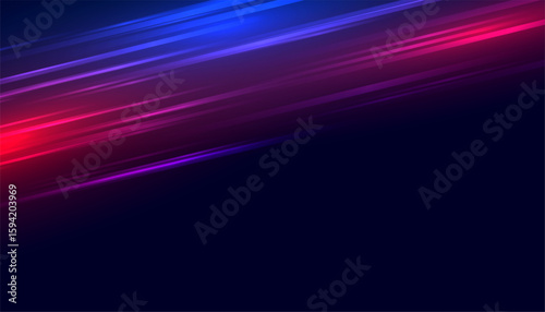 dynamic light trail banner with neon effect with text space