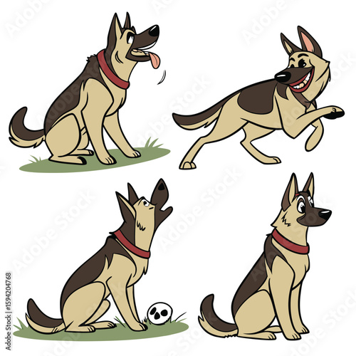 Collection Set of German Shepherds in various poses