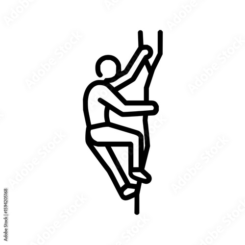 Illustration of a person climbing a tree with simplified line art and minimalist representation style