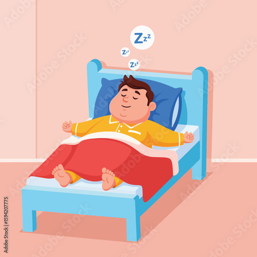 Young boy peacefully sleeping in a cozy bed