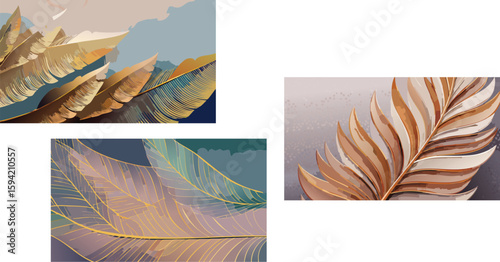 Modern Exotic Plant Decor Elements wall Printed